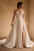 Elegant Two Strap Lace Applique Sweetheart Satin A Line Wedding Dresses
